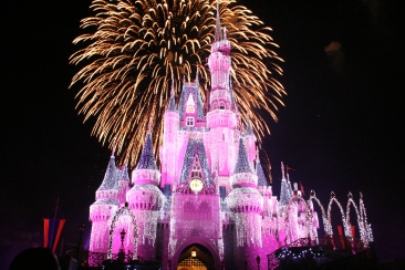 Fireworks-over-pink-castle
